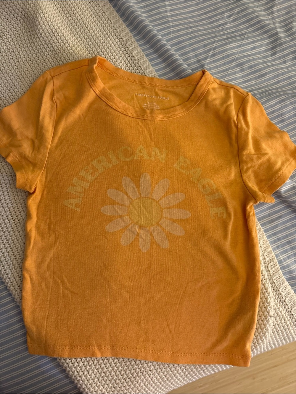 American Eagle Outfitters Orange Daisy Logo Tee